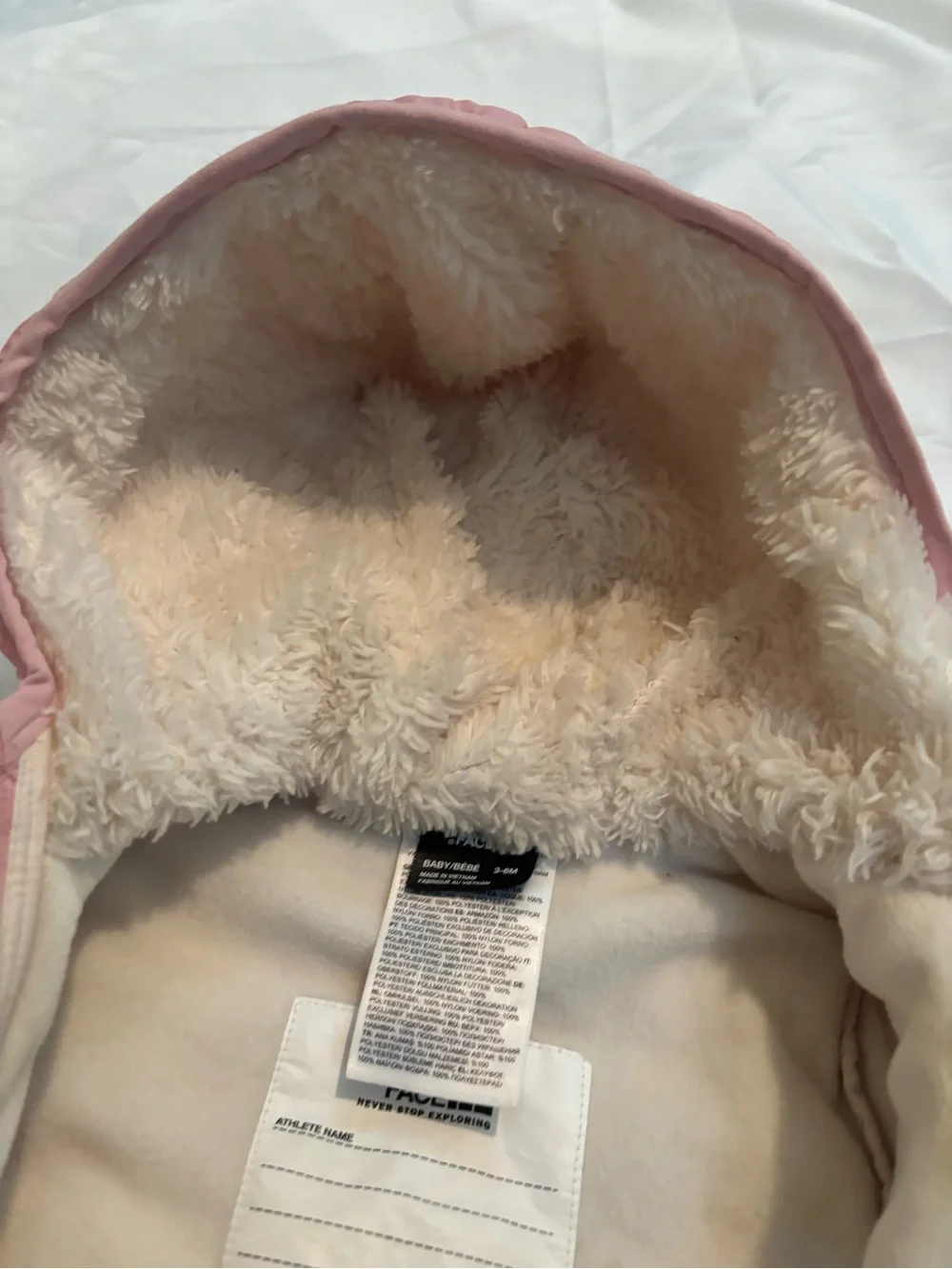 The North Face Pink Quilted Kids Hooded One-Piece Snowsuit 3-6m thermoball